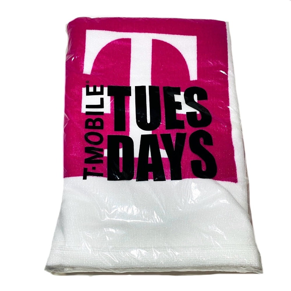 Beach Towel Promo T-Mobile Tuesdays Swag Hot Pink Stripes Bath Pool Polyester